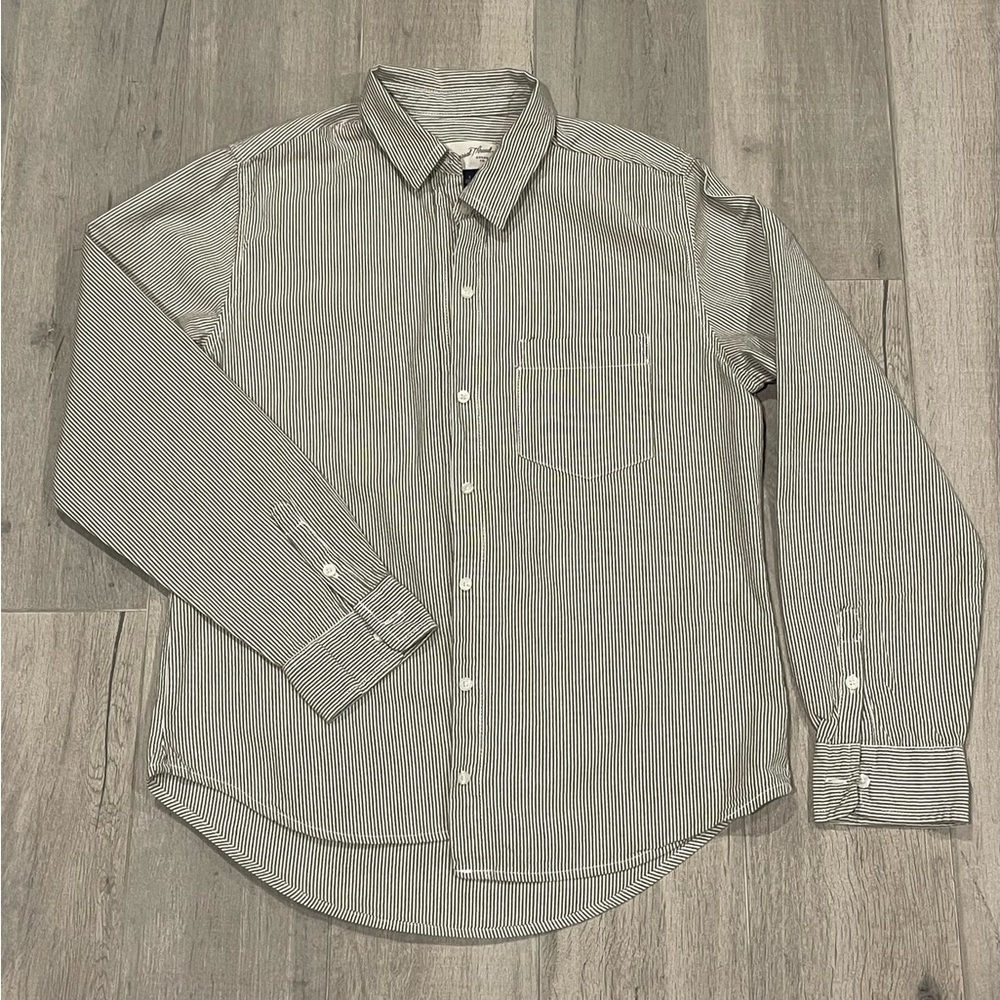 Universal Thread White Tan Stripped Button Down Shirt Size S